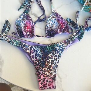 Multicolor Leopard Print Bikini